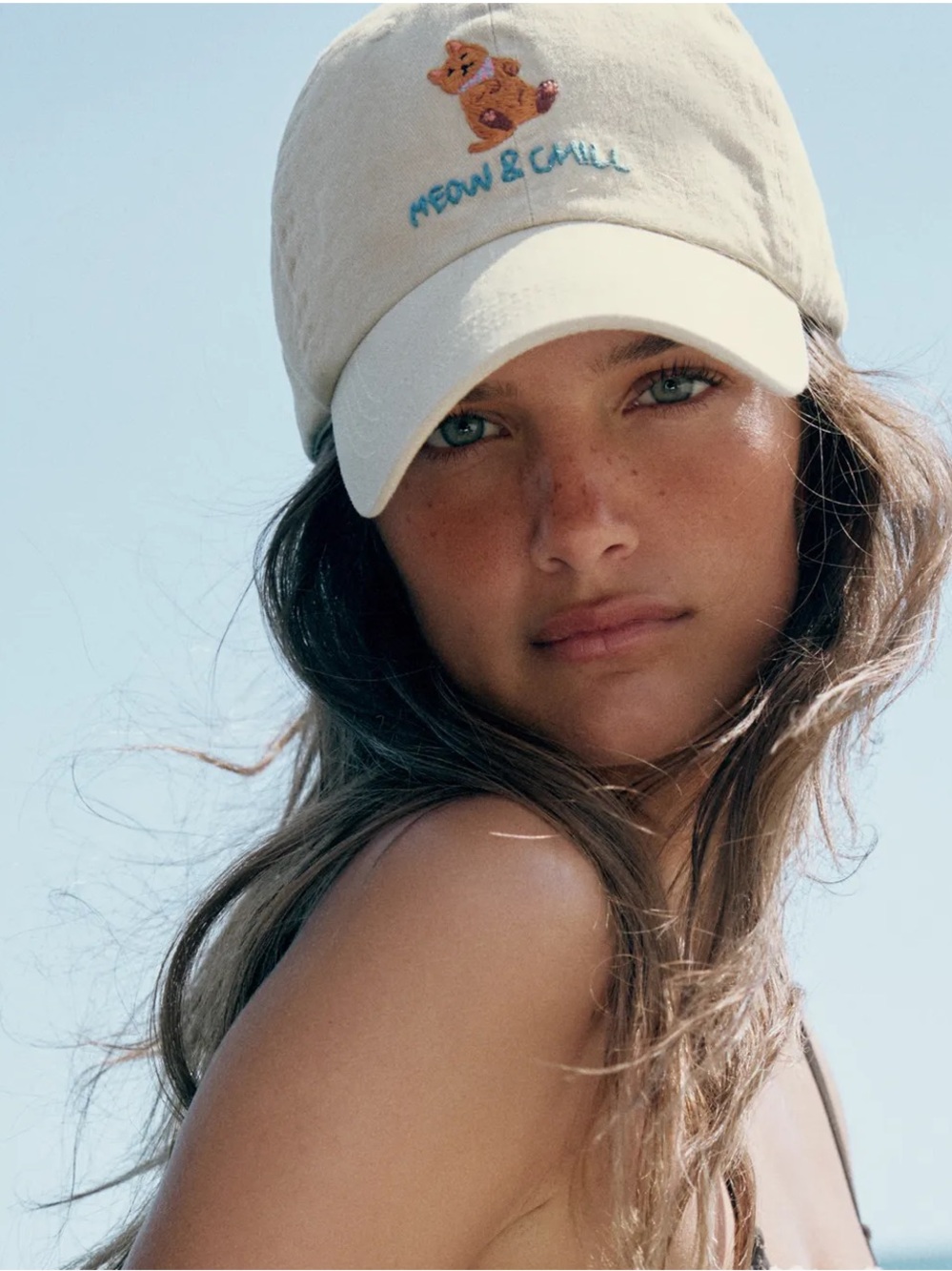 ZARA EMBROIDERED CAT TWILL CAP